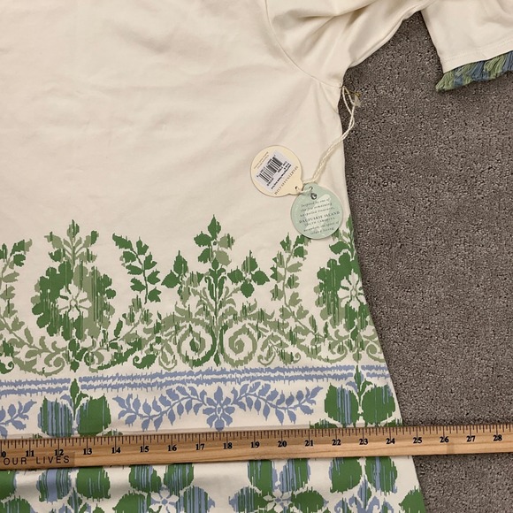 Spartina 449 Island Dress Women XLarge Beige Blue Peeples Song Floral Fringe - Picture 10 of 13